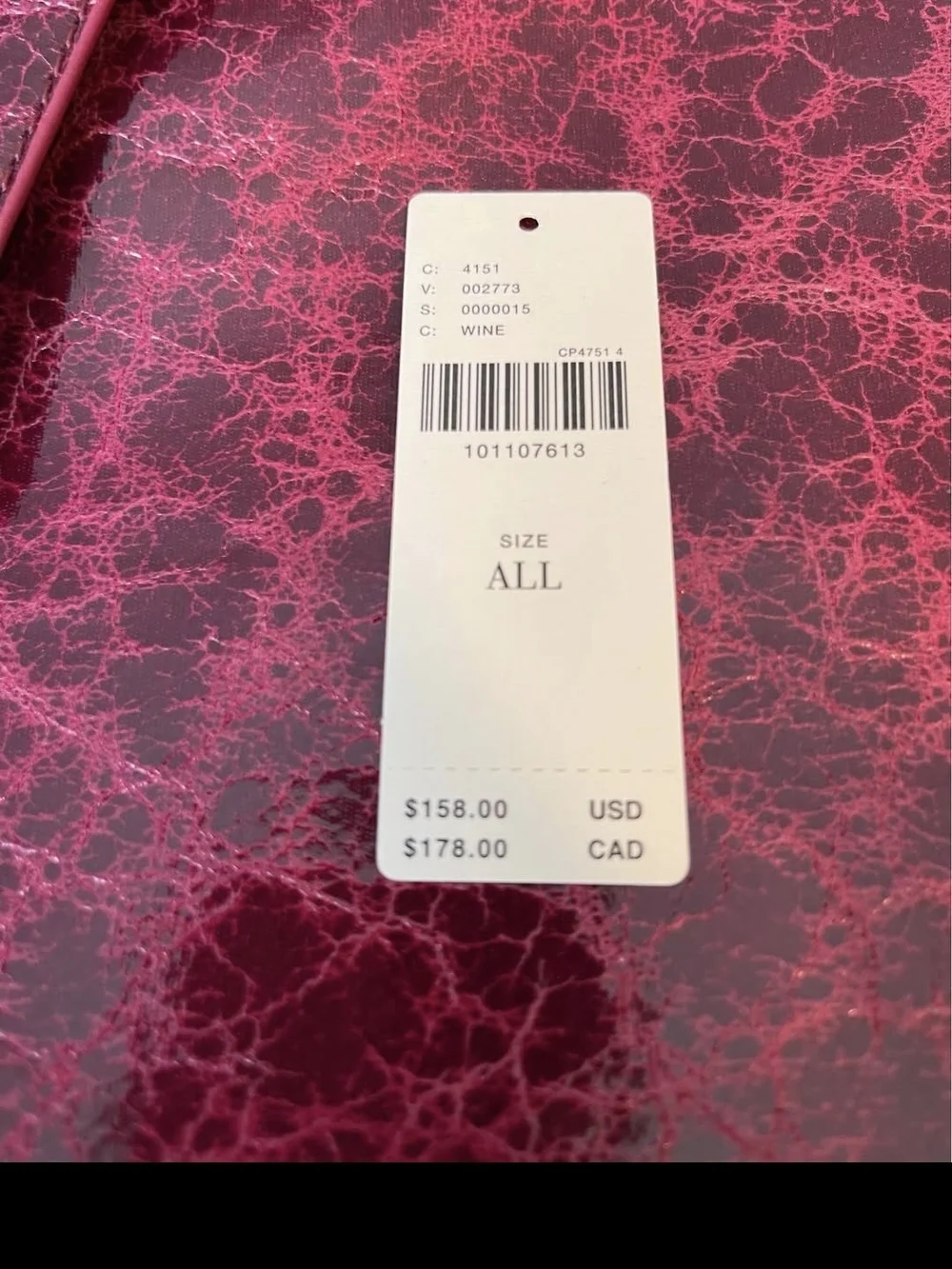 Anthropologie Glossy Marbled Shoulder Bag in Burgundy Red